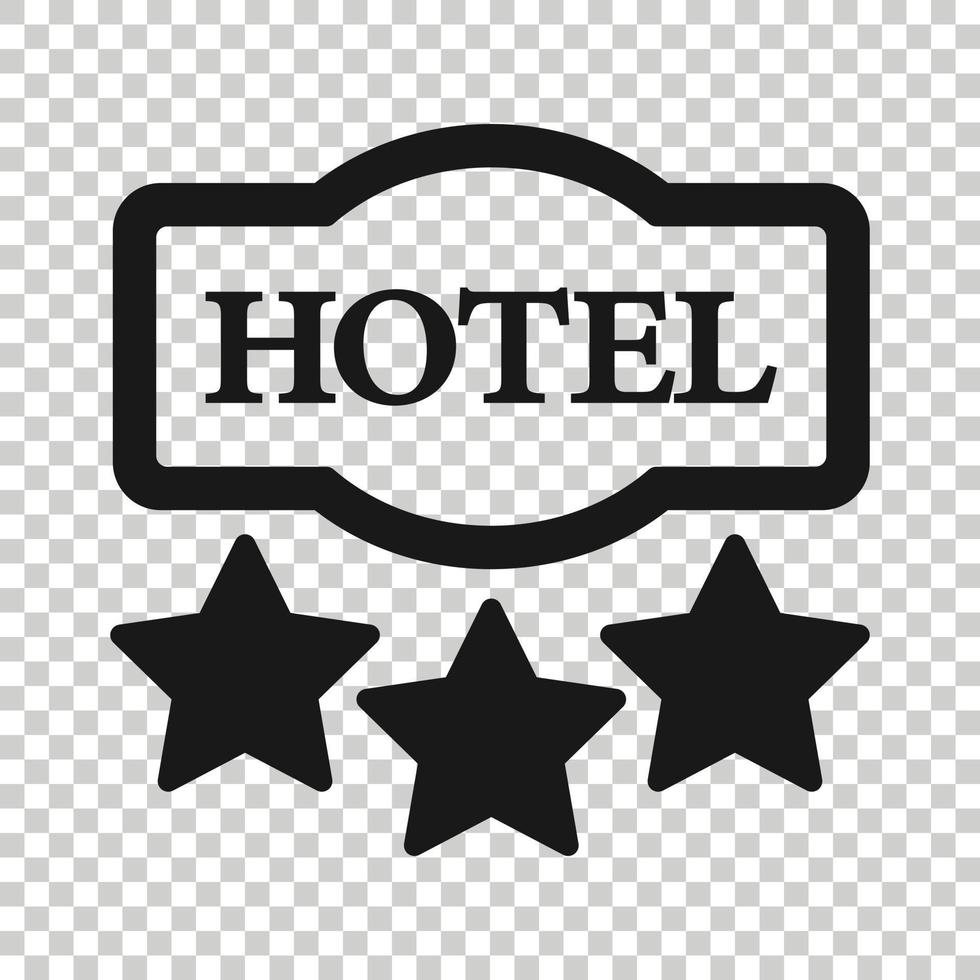 Hotel 3-Sterne-Schild-Symbol im flachen Stil. Inn-Vektor-Illustration auf weißem Hintergrund isoliert. Geschäftskonzept für Hostelzimmerinformationen. vektor