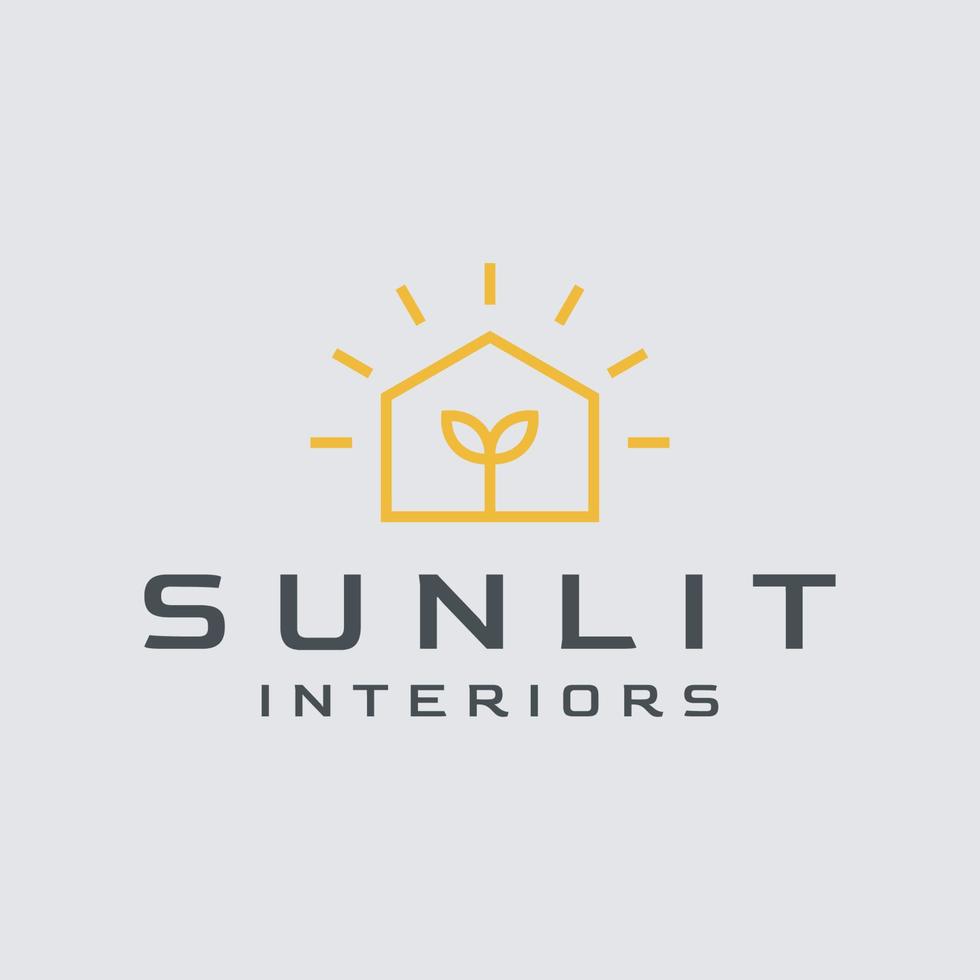 solljus linje konst logotyp design illustration vektor mall