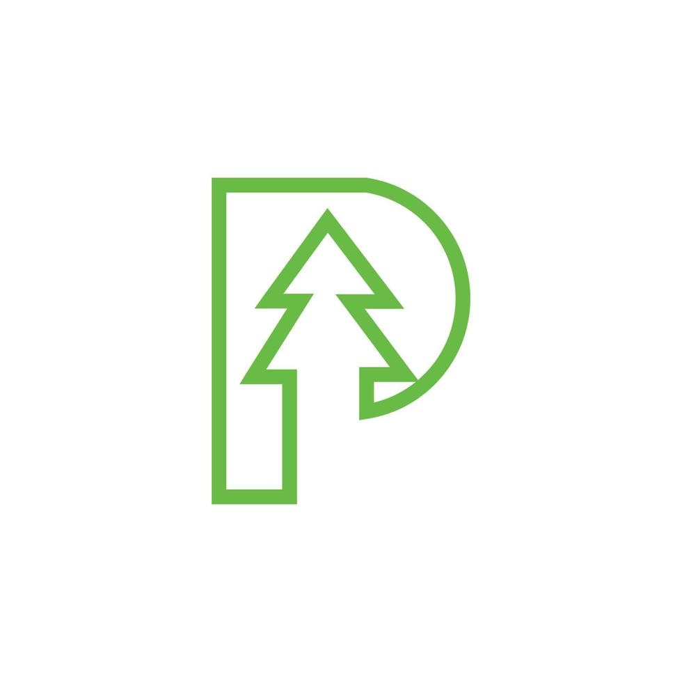 träd vektor logotyp design med brev p