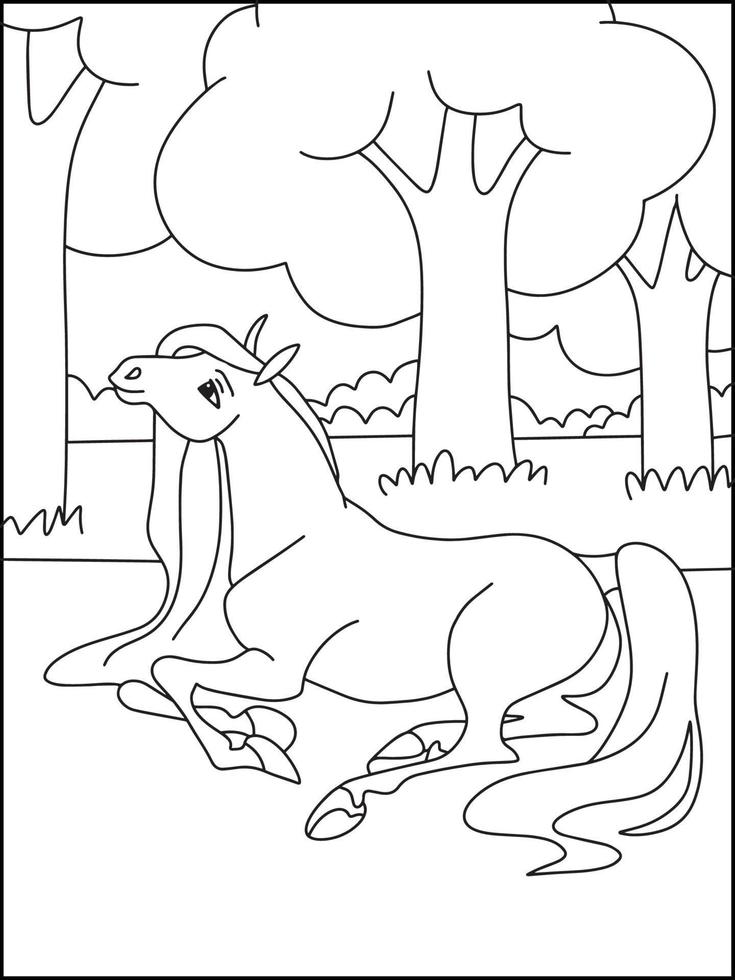Pferde Malvorlagen für Kinder - Malbuch vektor