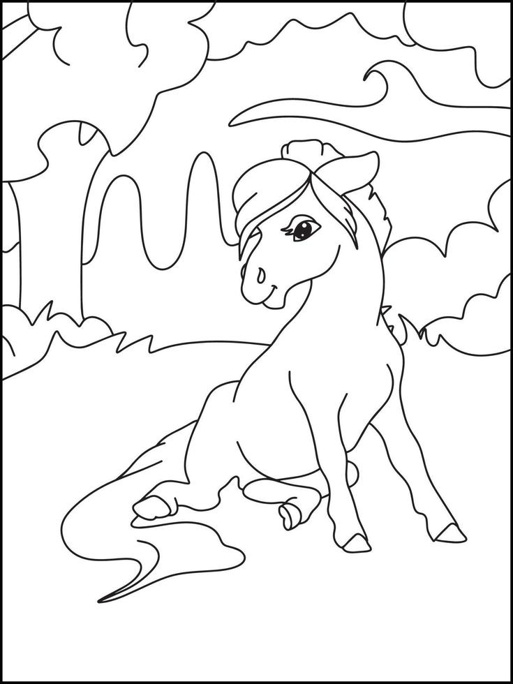 Ausmalbilder Pferd für Kinder - Malbuch vektor