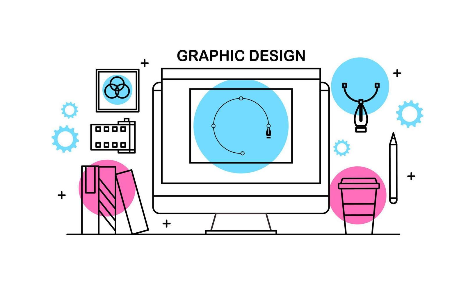 abstrakte lineare grafikdesign-, webdesign- und entwicklungskonzepte. Elemente für mobile und Webanwendungen. vektor