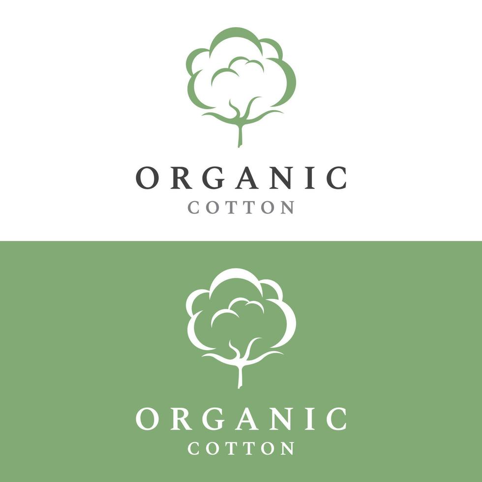 Logo-Design natürliche organische weiche Baumwollblumenpflanze für Geschäft, Textil, Kleidung und Schönheit. vektor