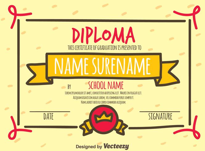 Hand Drawn Diploma Certificate Vector