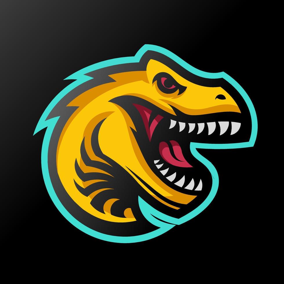 gelbes t-rex esport-logo, vektordesign und esport-logo, geeignet für esport, sport und alles, was mit diesem design zu tun hat vektor