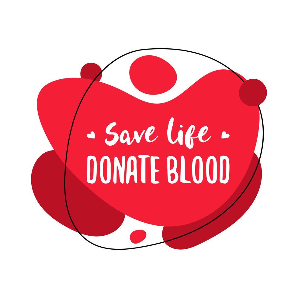 Leben retten Blut spenden abstrakte grafische flüssige organische Formelemente. dynamische flüssigkeit isolierte rote tropfenbanner mit fließenden linien. Vorlage für medizinisches Design, Logo, Flyer oder Poster, Spendertag. vektor