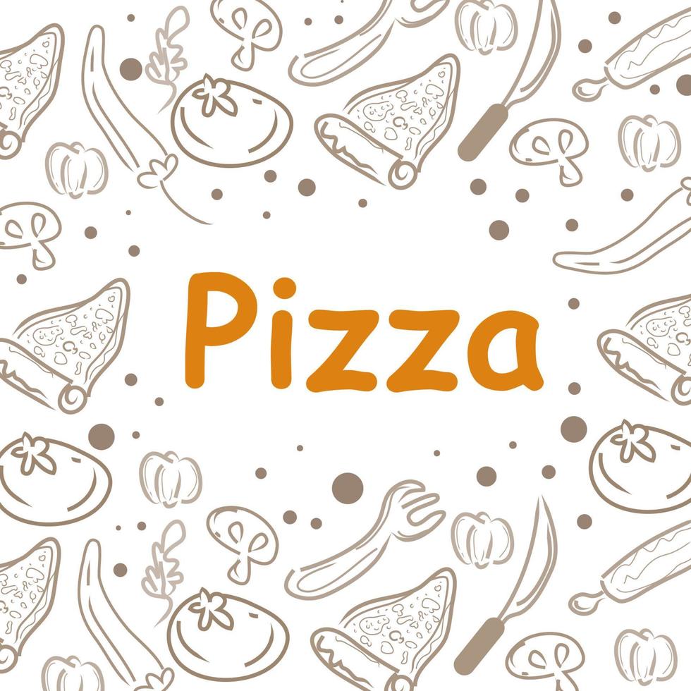 Pizza-Doodle-Hintergrund, perfekt für Geschenkpapier vektor