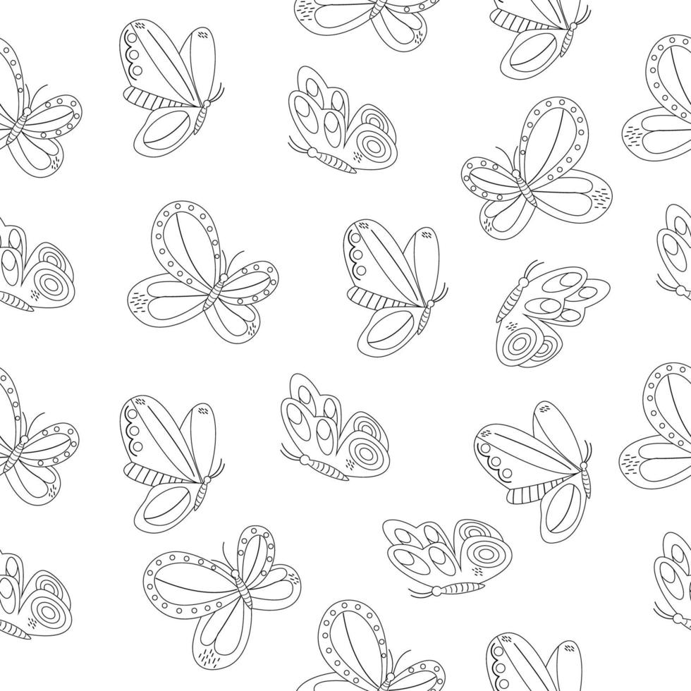 sömlös mönster översikt av annorlunda fjärilar i flyg vektor