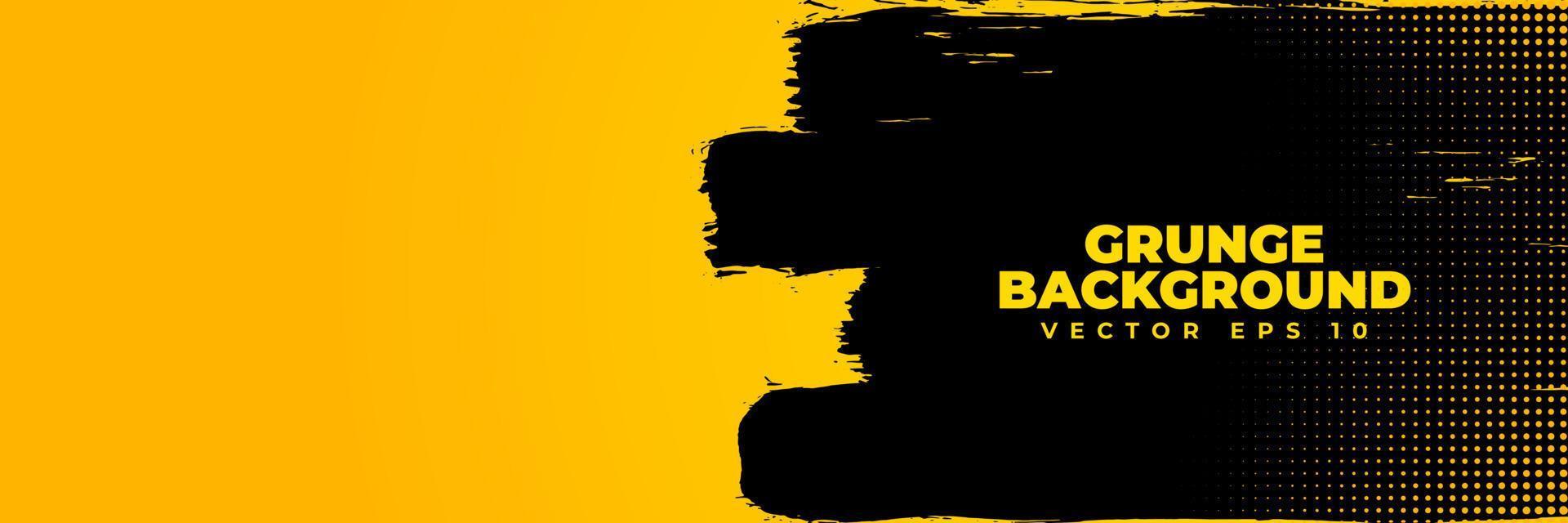 abstrakter Grunge-Hintergrundvektor, Warnsystem-Banner-Design, Vorlagenhintergrund mit gelber schwarzer Pinselstruktur vektor