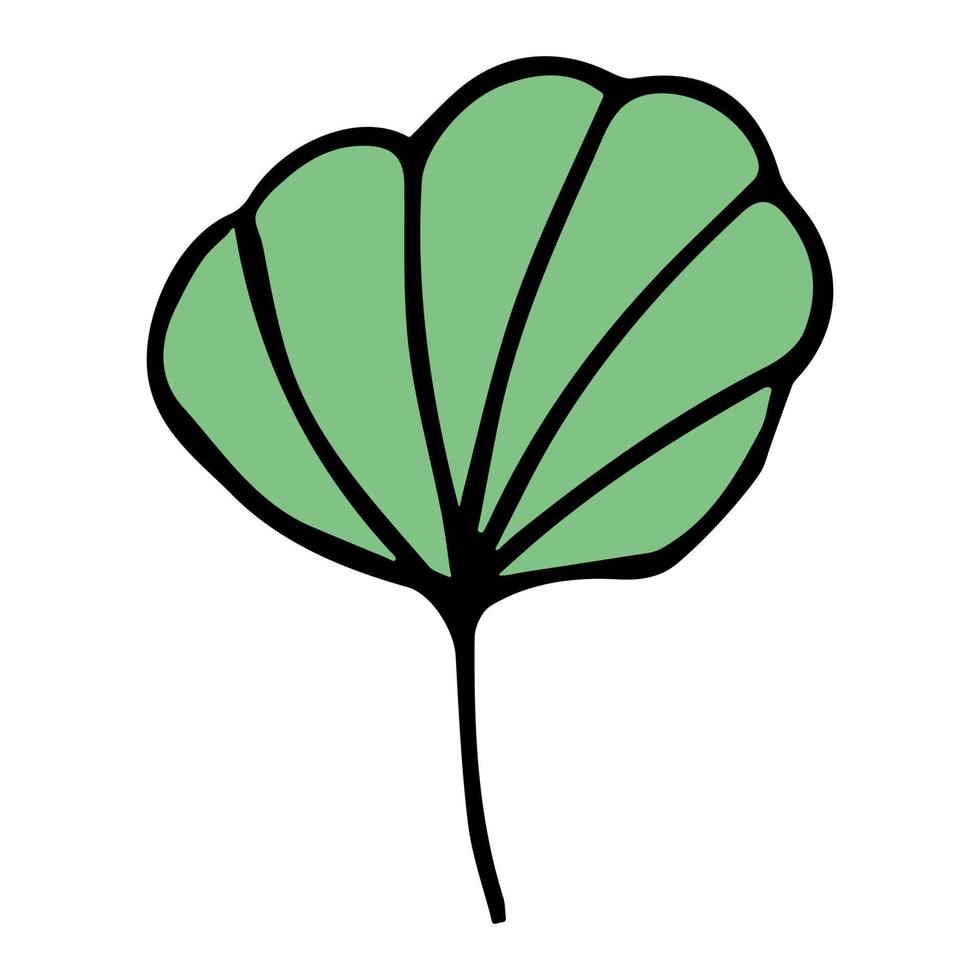 handgezeichnetes einfaches Blatt. Öko-Doodle-Clipart. Botanische Illustration vektor