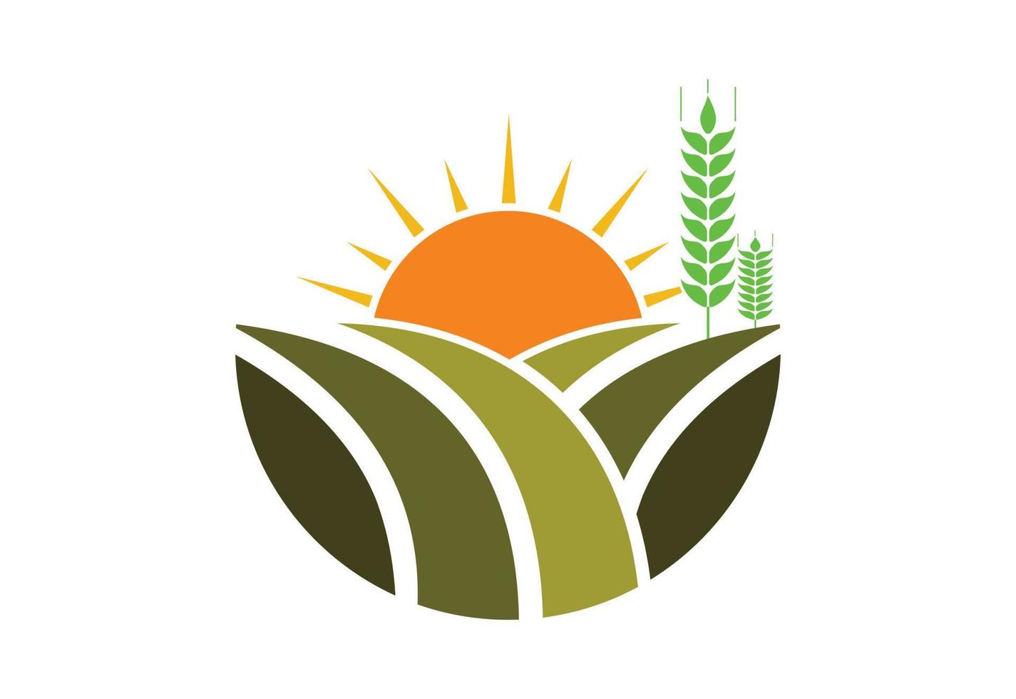 kreativ lantbruk, agronomi, vete odla, lantlig Land jordbruk fält, naturlig skörda logotyp design, vektor design mall
