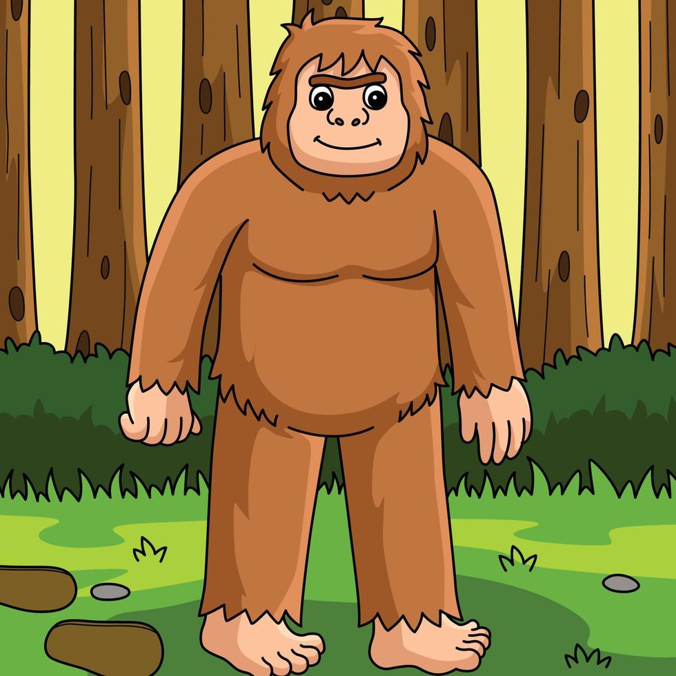 bigfoot tierfarbige karikaturillustration vektor