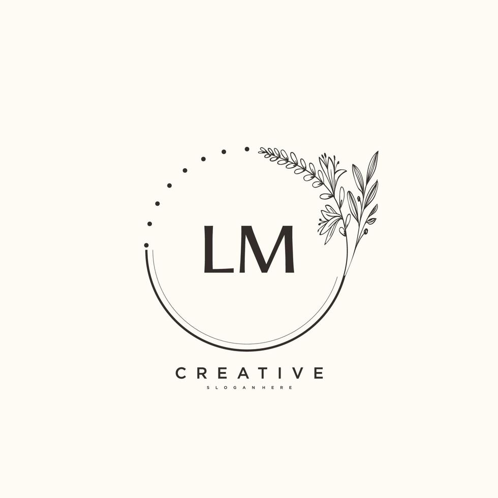 lm Beauty Vector Initial Logo Art, Handschrift Logo der Erstunterschrift, Hochzeit, Mode, Schmuck, Boutique, Blumen und Pflanzen mit kreativer Vorlage für jedes Unternehmen oder Geschäft.