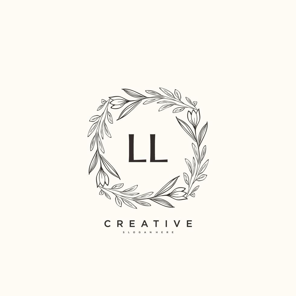 ll Beauty Vector Initial Logo Art, Handschrift Logo der Erstunterschrift, Hochzeit, Mode, Schmuck, Boutique, Blumen und Pflanzen mit kreativer Vorlage für jedes Unternehmen oder Geschäft.