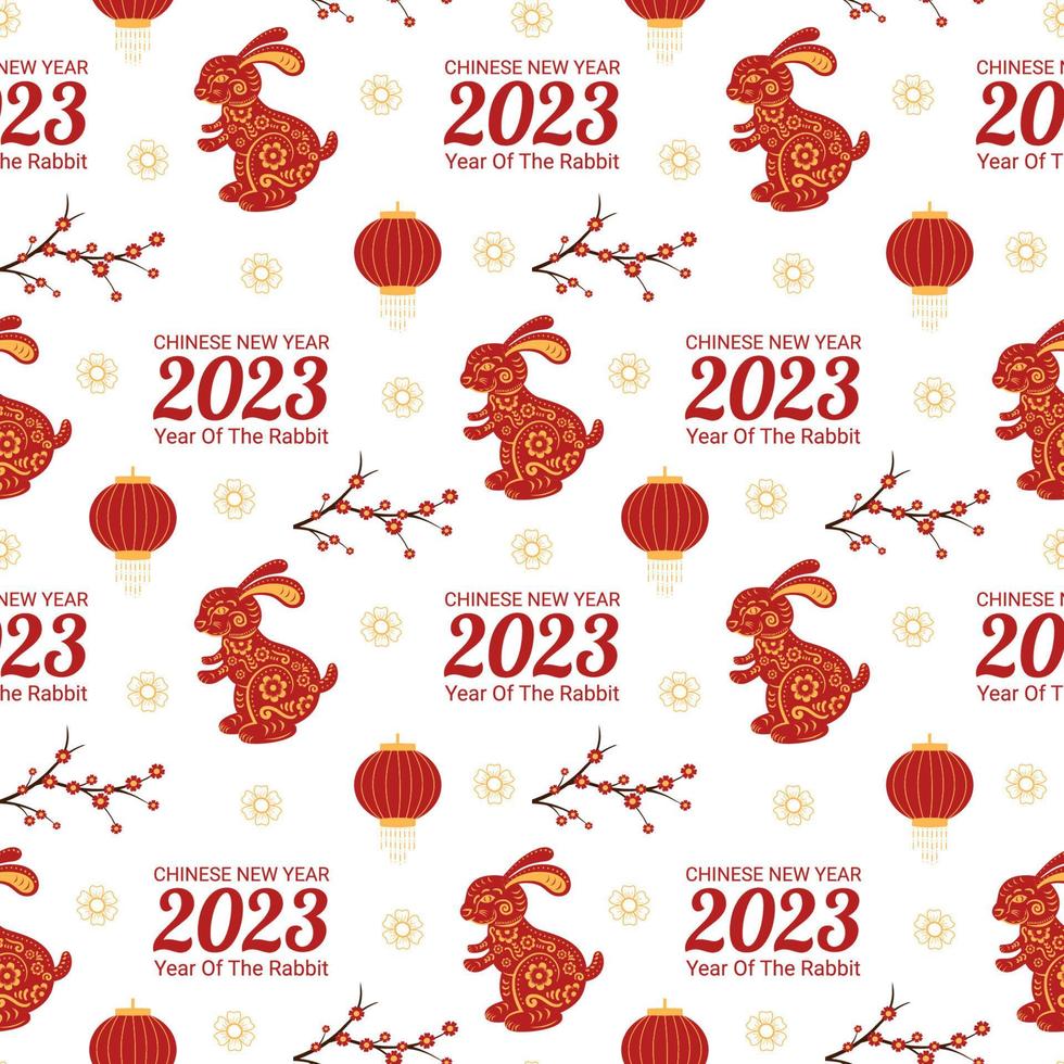 chinesisches neues mondjahr 2023 tag nahtlose muster dekoration vorlage handgezeichnete cartoon flache illustration vektor