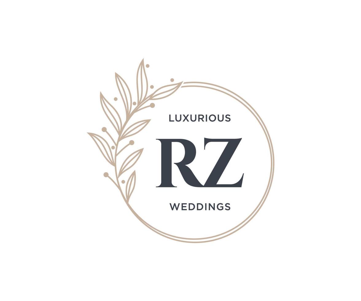 rz Initialen Brief Hochzeit Monogramm Logos Vorlage, handgezeichnete moderne minimalistische und florale Vorlagen für Einladungskarten, Datum speichern, elegante Identität. vektor