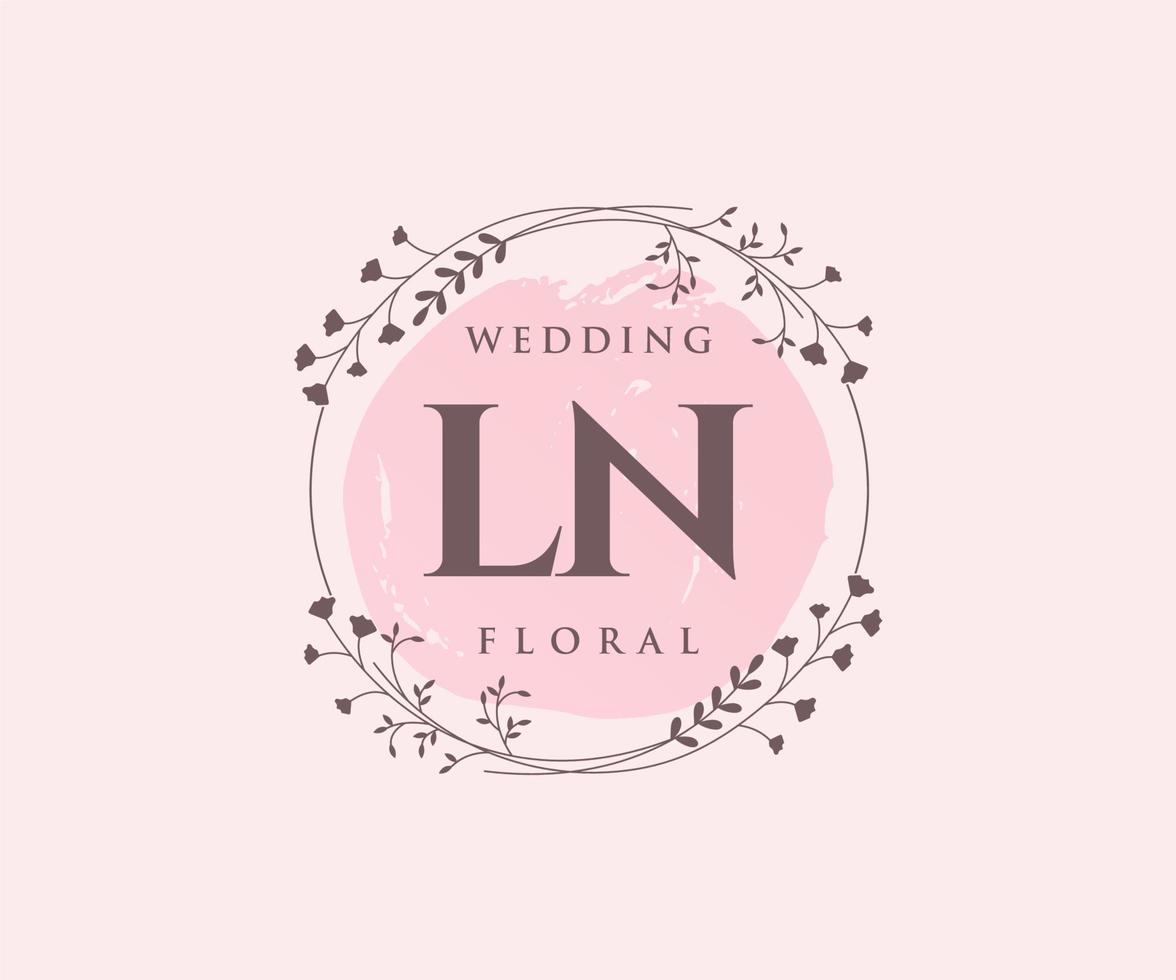 ln Initialen Brief Hochzeit Monogramm Logos Vorlage, handgezeichnete moderne minimalistische und florale Vorlagen für Einladungskarten, Datum speichern, elegante Identität. vektor