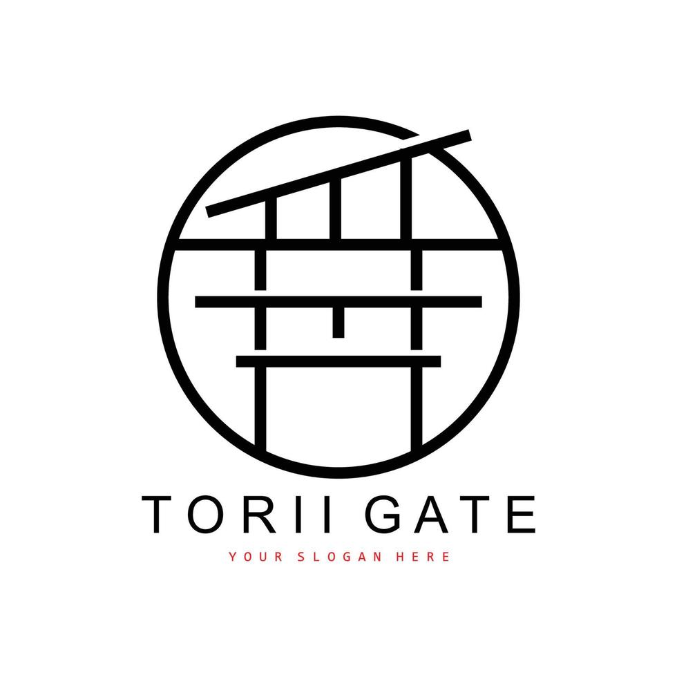 torii-tor-logo, japanisches gebäudedesign, china-ikonenvektor, illustrationsschablonenikone vektor