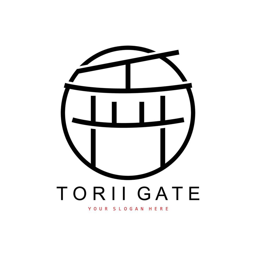 torii-tor-logo, japanisches gebäudedesign, china-ikonenvektor, illustrationsschablonenikone vektor