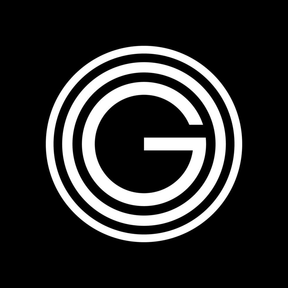 buchstabe 'g' auf dem kreisförmigen, einfachen und punktgenauen stil für logo oder grafikdesignelement. auffällig, einprägsam, elegant und modern geformt. Vektor-Illustration vektor