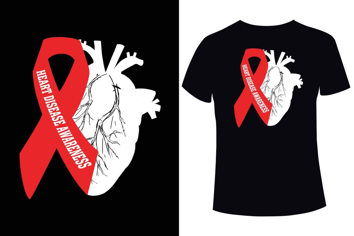 hjärta sjukdom medvetenhet t-shirt design mall vektor