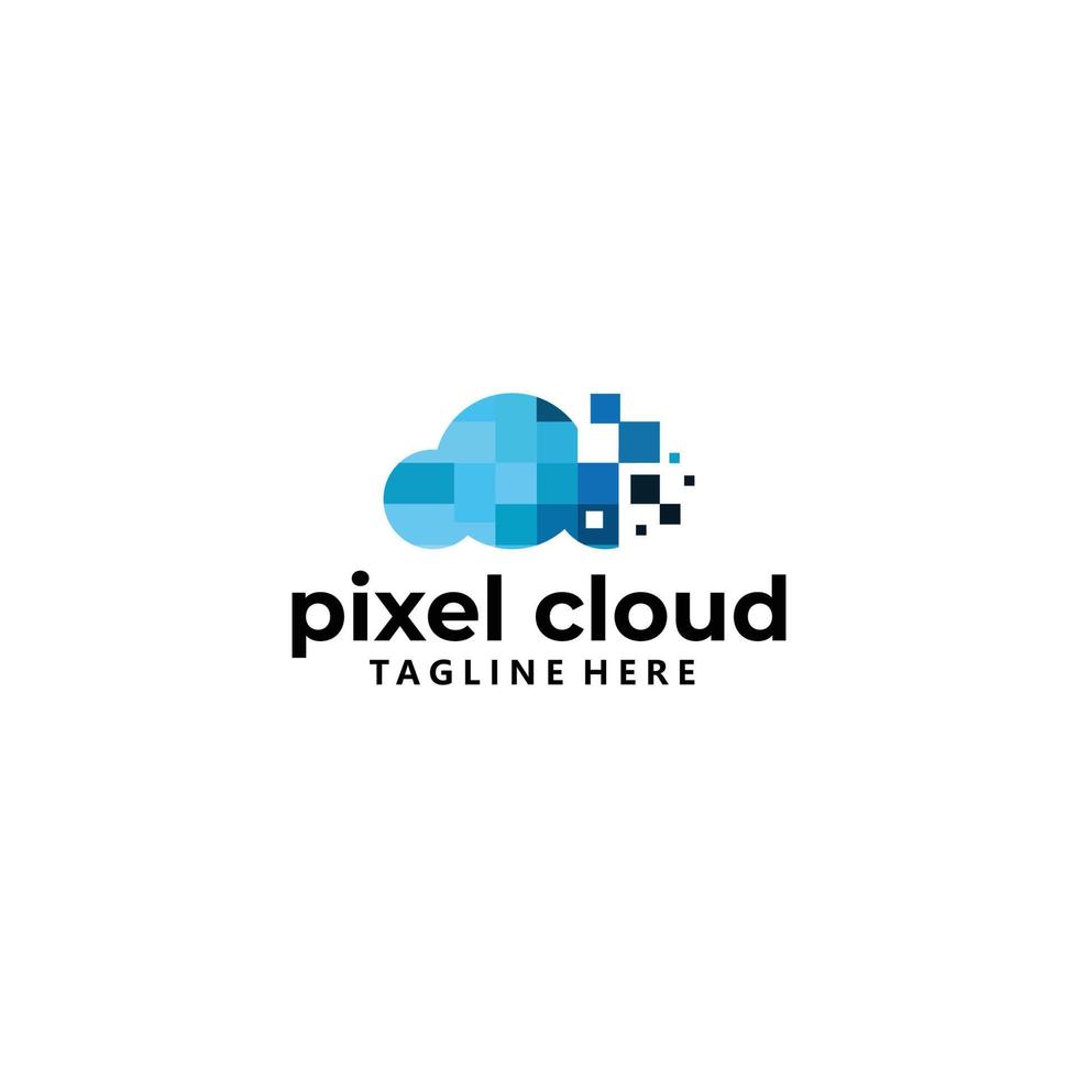 pixel moln logotyp ikon vektor isolerat