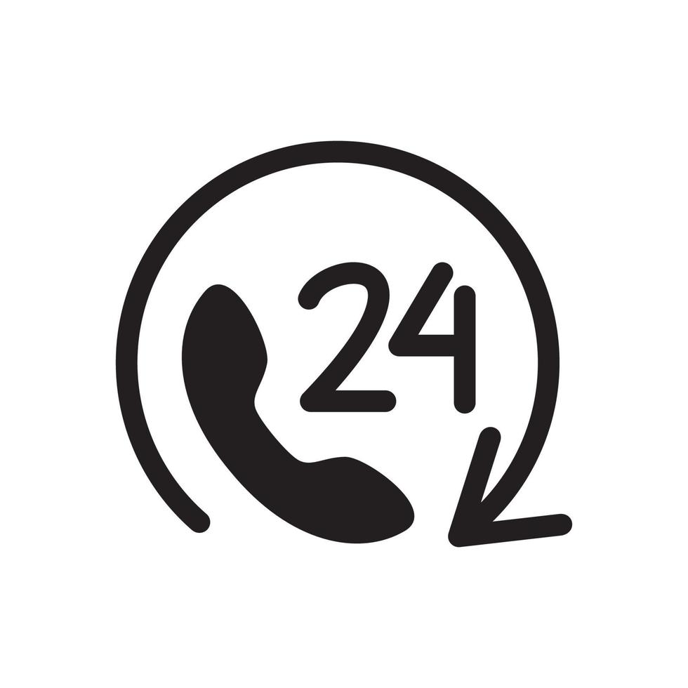 Symbol für 24-Stunden-Telefondienst. Call-Center-Zeichen und Symbol. vektor