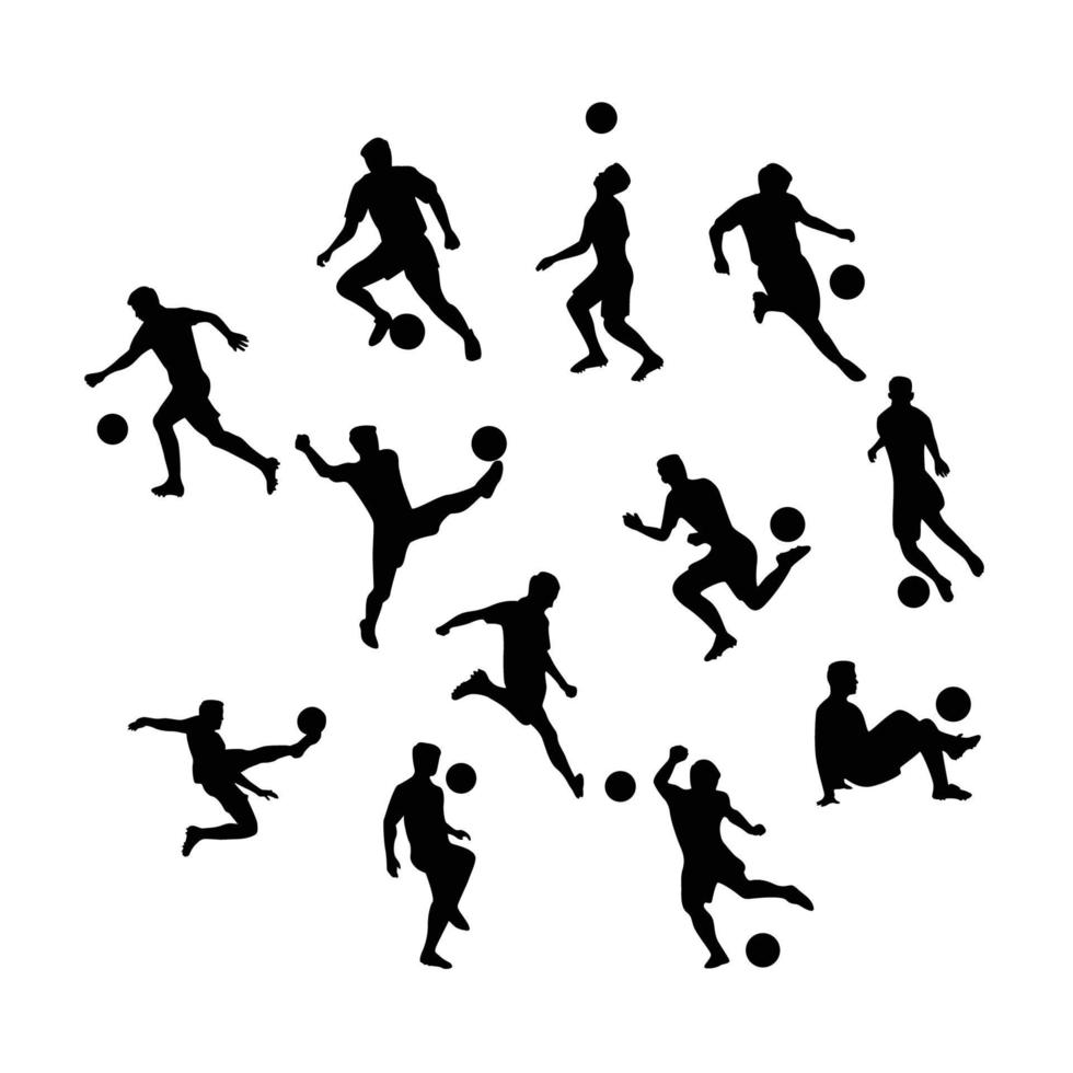 fotboll spelare silhuett. sport ikon, tecken och symbol. vektor
