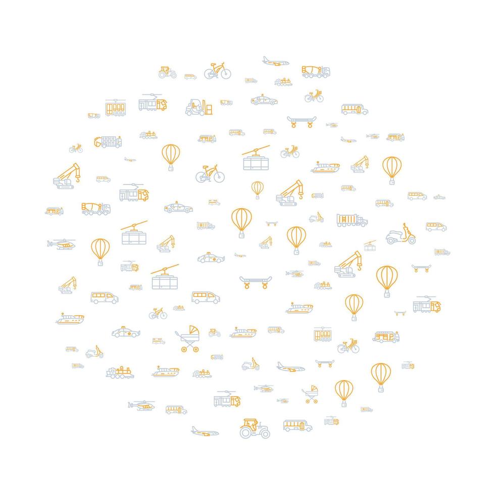 transport begrepp i cirkel med rena och enkel ikoner, infographic aning av framställning kreativ Produkter. mall för hemsida baner, flygblad och affisch. vektor