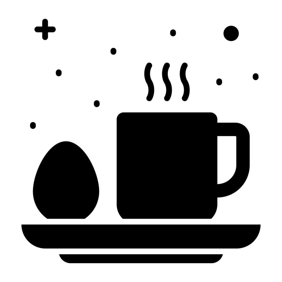 vektor design av te kopp med kokt ägg, betecknar frukost ikon