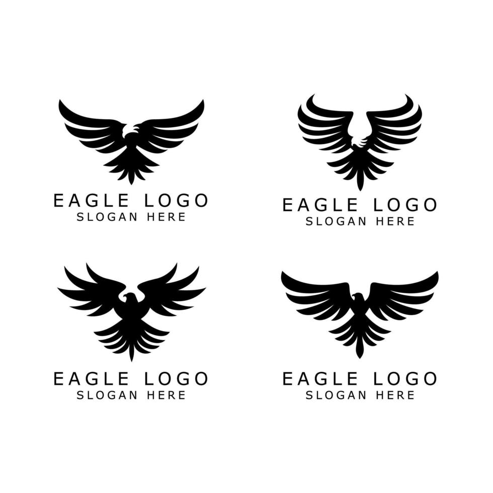 satz von adler logo vektor illustration design falke falke phoenix flügel luftfahrt jäger raubtier mutige geschwindigkeit