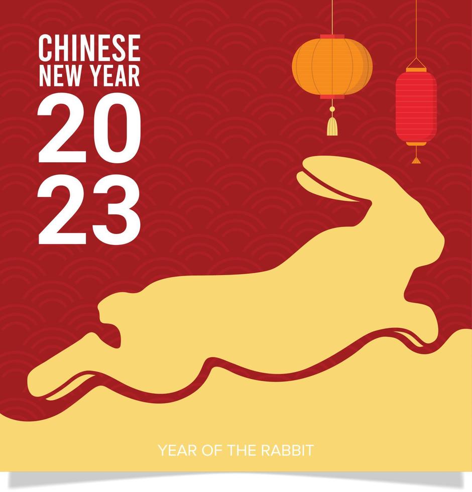 frohes chinesisches neujahr 2023 jahr des kaninchen gong xi fa cai social media design hintergrund vektor