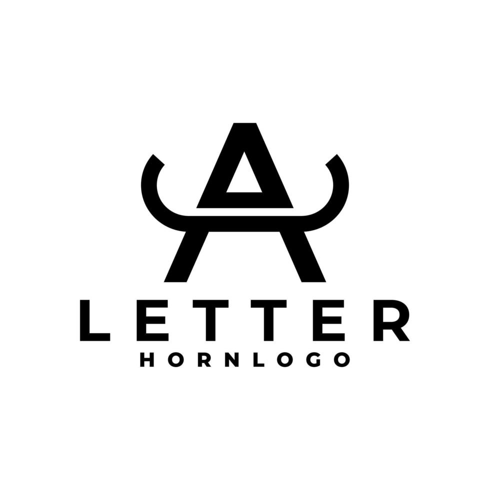 buchstabe a mit hornlogo. Brief mit Stierhorn-Logo-Vektorvorlage. vektor