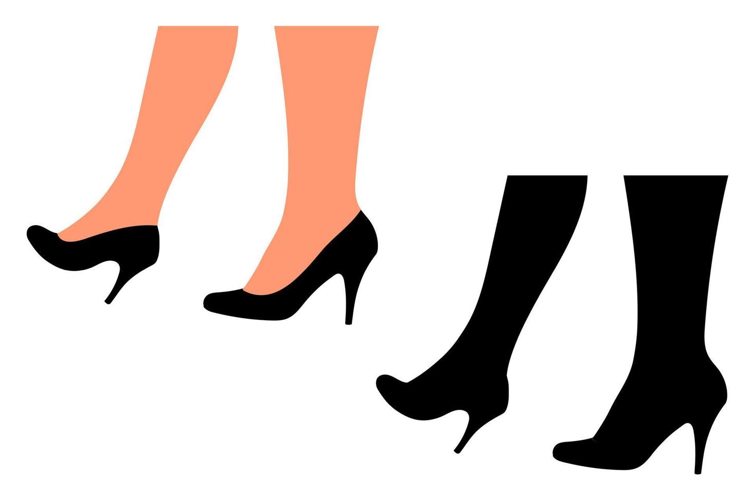 Silhouette von Schuhen mit hohen Absätzen an weiblichen Beinen. Damenschuhmodell. stylisches Accessoire vektor