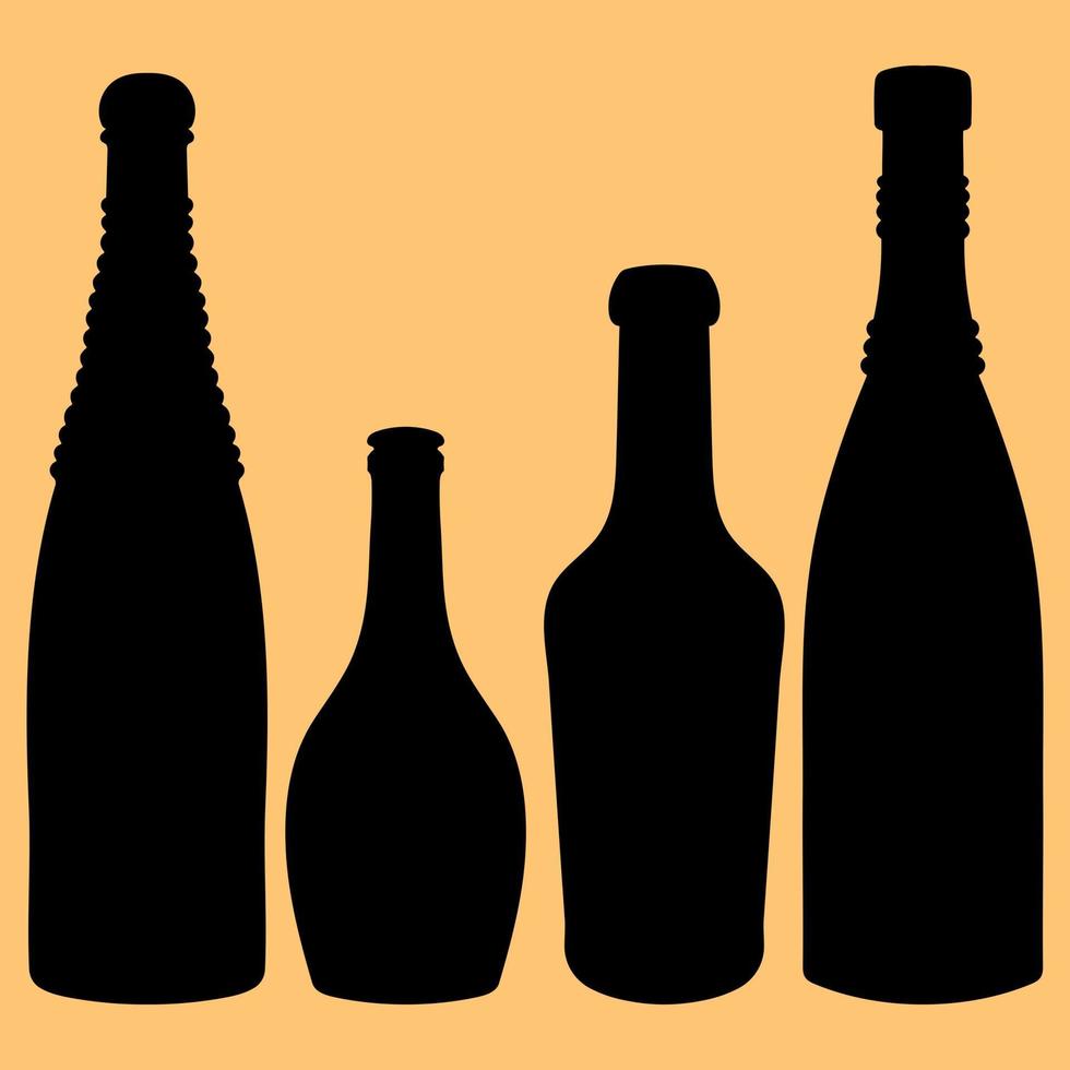 form av silhuett av flaska för alkohol, öl, kvass, vattnen. översikt av en behållare för lagring flytande vektor