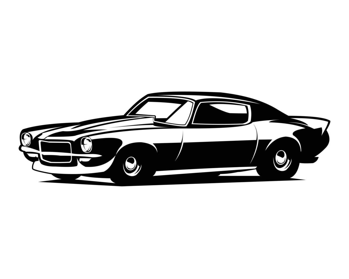 1970 Chevrolet camaro logotyp. isolerat vit bakgrund se från sida. bäst för de bil industri. vektor