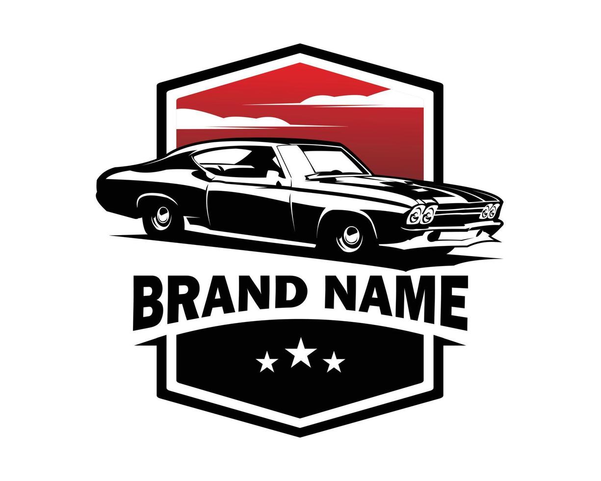 gammal chevy camaro bil logotyp. se från sida isolerat vit bakgrund. bäst för bricka, emblem, begrepp, design klistermärke, t-shirt och bil industri. tillgängliga i eps 10. vektor