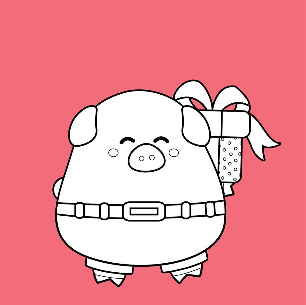 söt gris i kärlek valentine dag digital stämpel vektor