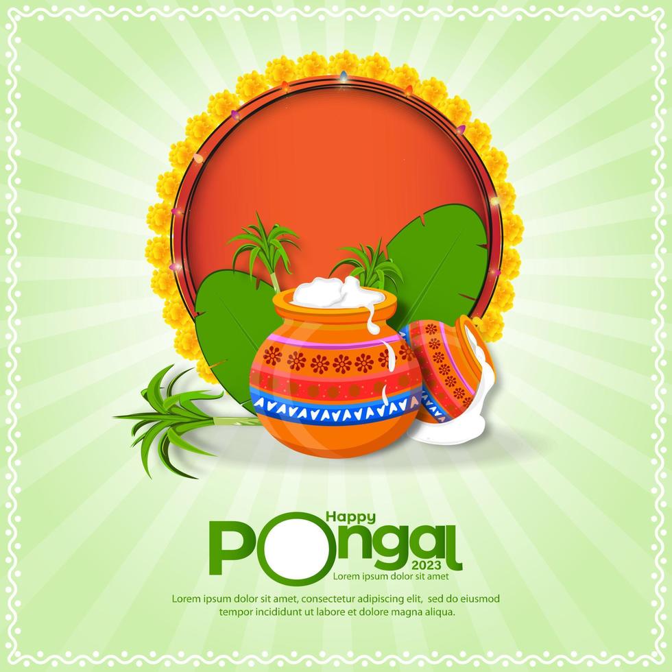 Happy Pongal South Indian Harvest Festival Feier Banner oder Poster Design Hintergrund vektor