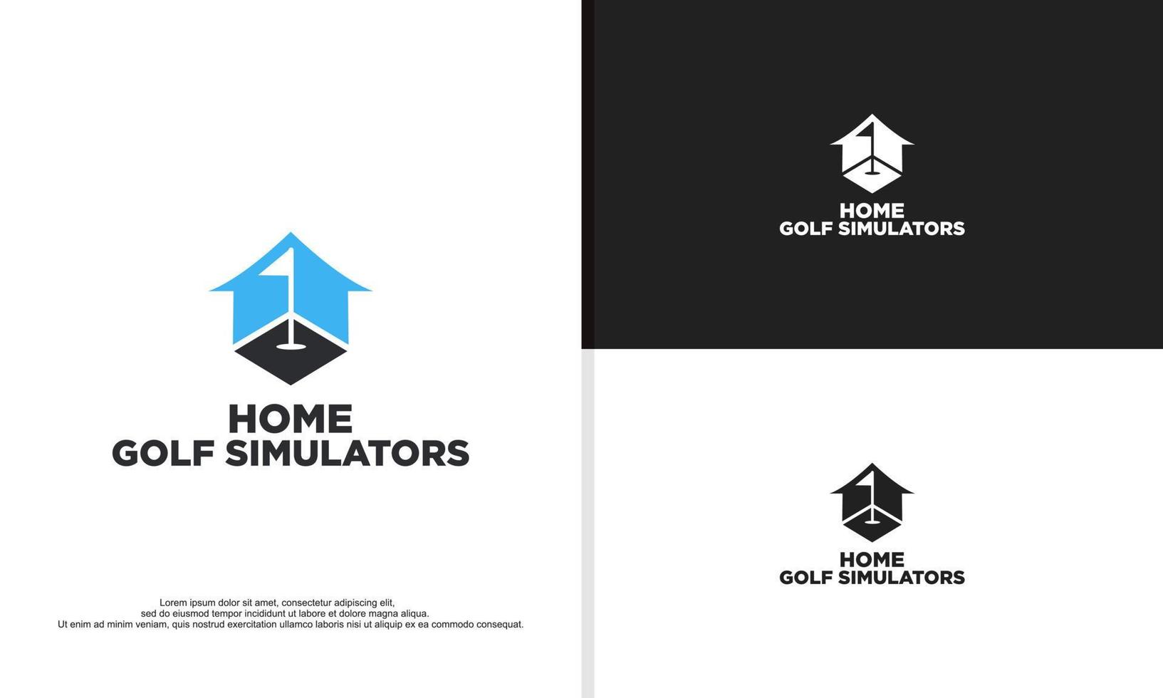 Hem golf simulator logotyp. virtuell golf spel logotyp vektor