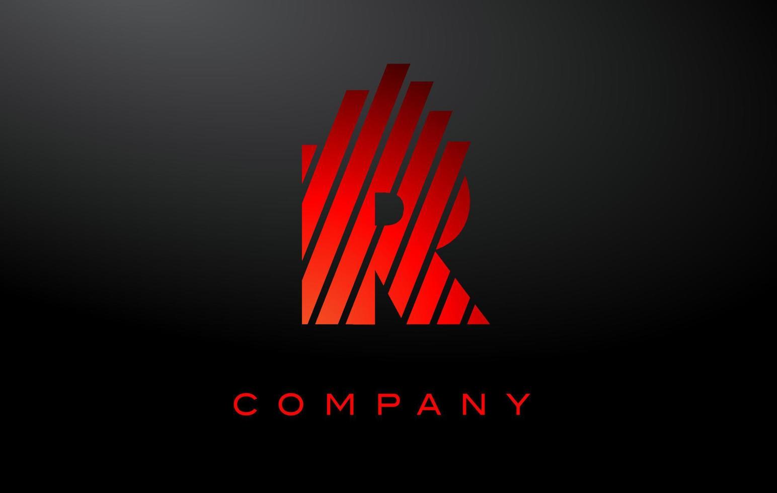 r-Buchstaben-Logo mit roten Linien Designvektor. rote buchstabensymbolillustration vektor