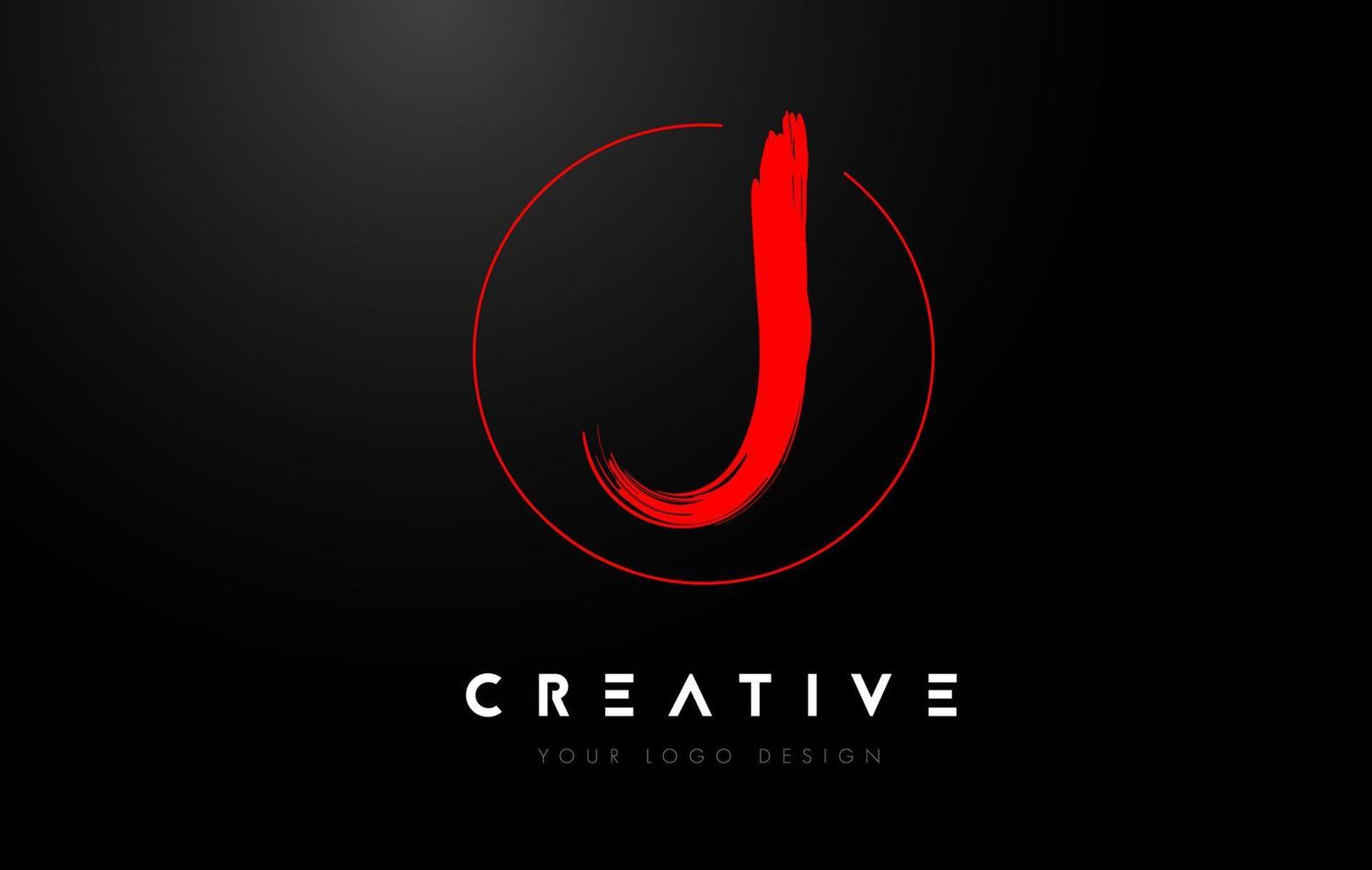 Logo-Design mit rotem J-Bürstenbuchstaben. künstlerische handgeschriebene Buchstaben Logo-Konzept. vektor