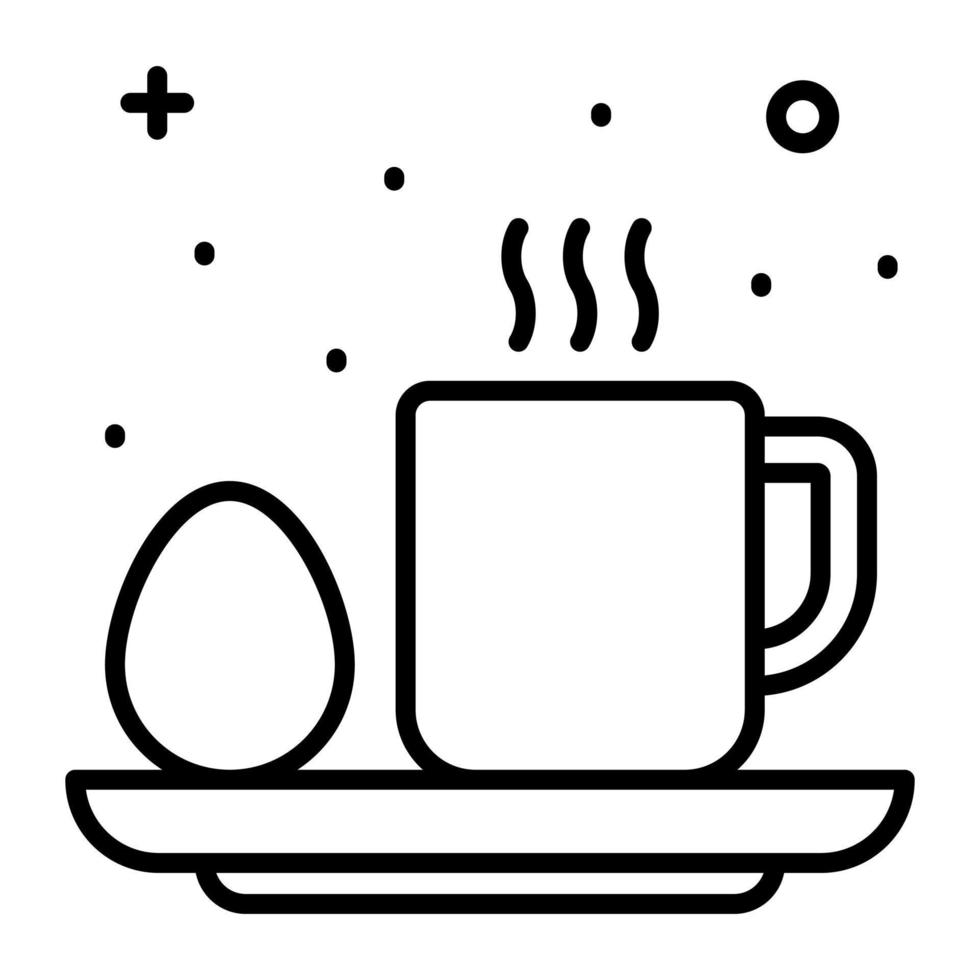 vektor design av te kopp med kokt ägg, betecknar frukost ikon