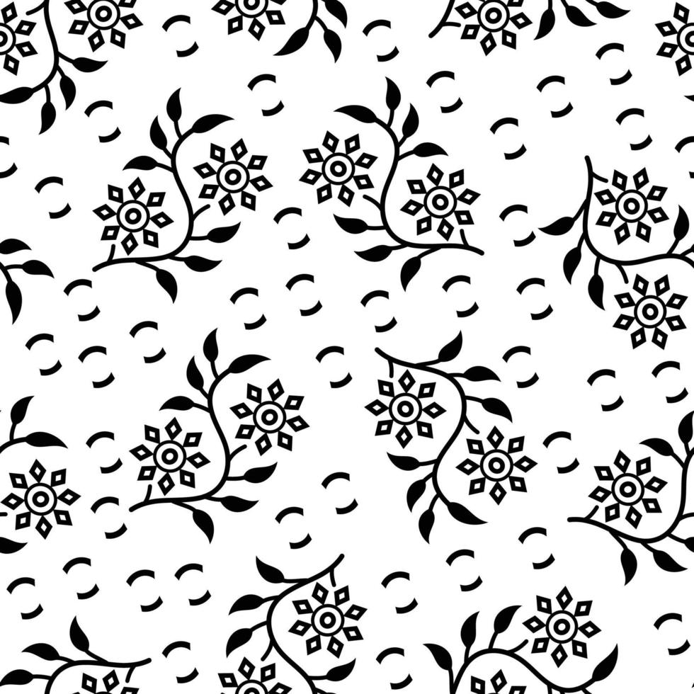 Helles nahtloses schwarzes Blumenmuster mit schönen Blumen für Modedesign, Druck, Textil vektor