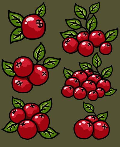 Vektor Cranberry Cartoon Icon Set