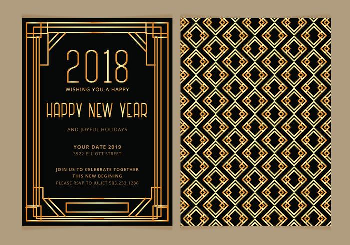 Vector Art Deco New Year Party Invitera