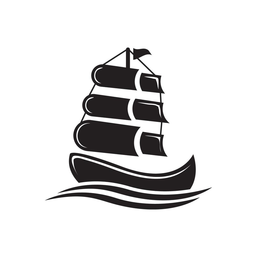 segelboot auf meer ozeanwelle mit logo-design vektor