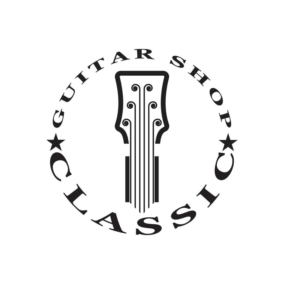 Gitarren-Logo-Design-Ikone und Symbolvektor vektor
