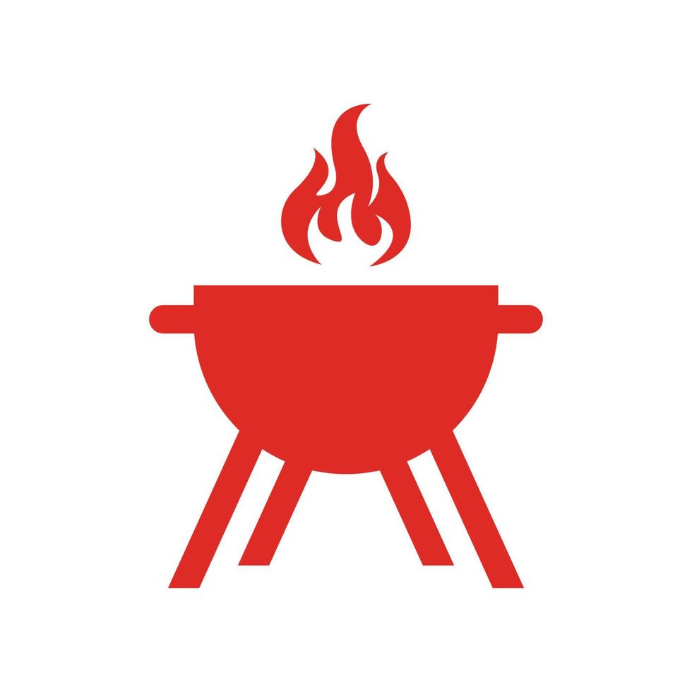 bbq grill enkel och symbol ikon med rök eller ånga logotyp vektor