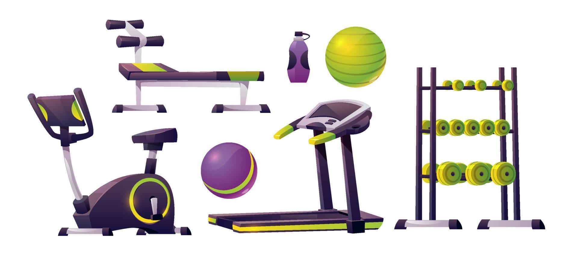 Gym Utrustning för träna, kondition och sport vektor